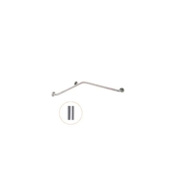 Barra en ángulo pared-pared de acero inoxidable y acabado brillante.