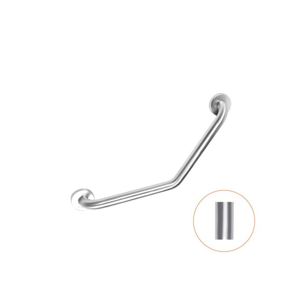 Barra manillón 135 grados de acero inoxidable con acabado brillante.