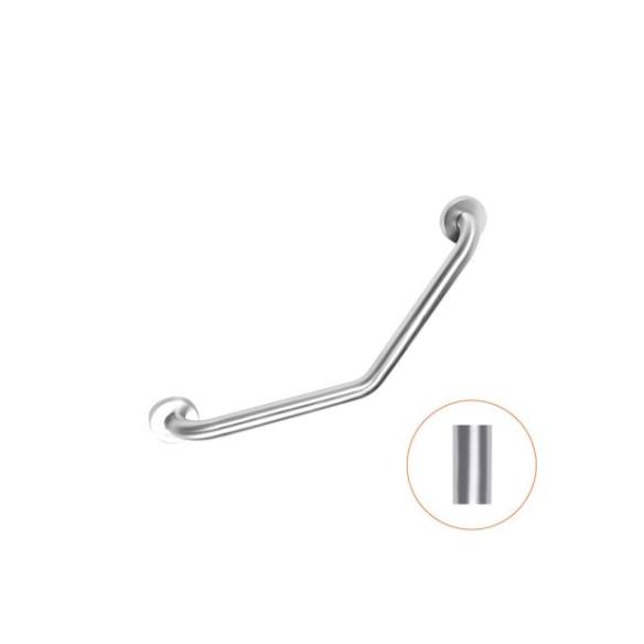 Barra manillón 135 grados de acero inoxidable con acabado brillante.