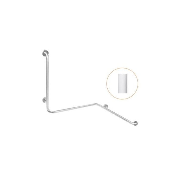 Barra en ángulo 3 brazos de acero inoxidable con acabado nylon blanco.