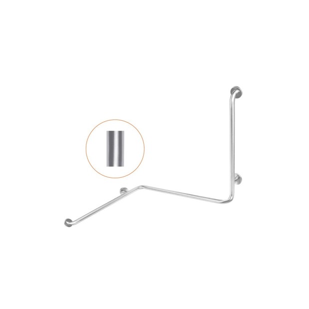 Barra en ángulo 3 brazos de posición izquierda con acabado brillante.