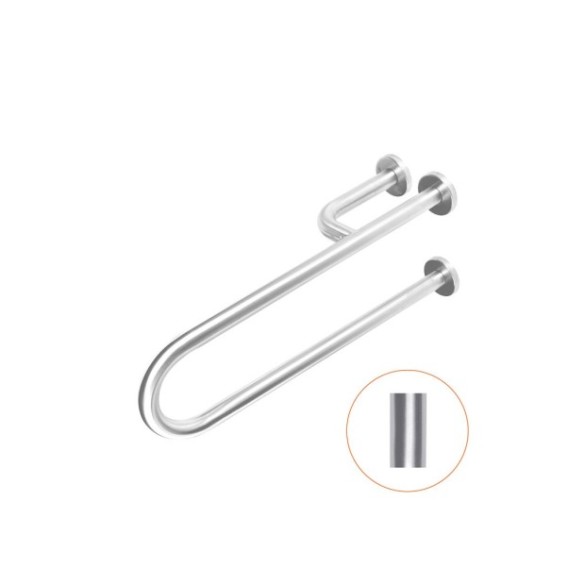 Barra fija de 800 mm con tres puntos de anclaje y posición derecha con acabado satinado.