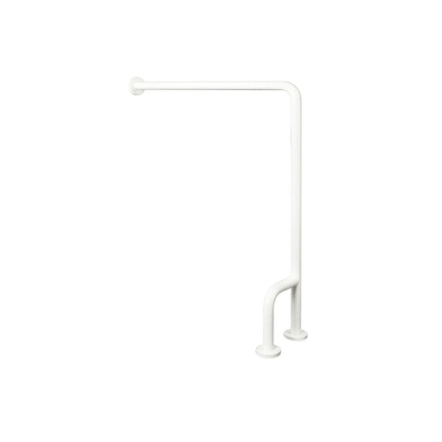 Barra en ángulo pared-suelo posición derecha en acabado epoxi blanco.