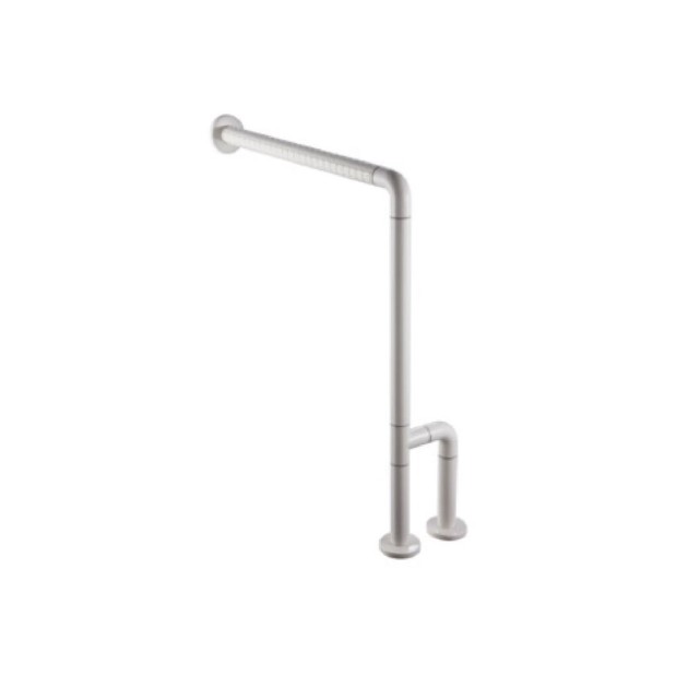 Barra en ángulo pared-suelo posición derecha en acabado nylon blanco.