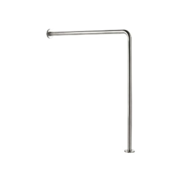 Barra en ángulo pared-suelo con dos anclajes sin empotrar en acabado satinado.