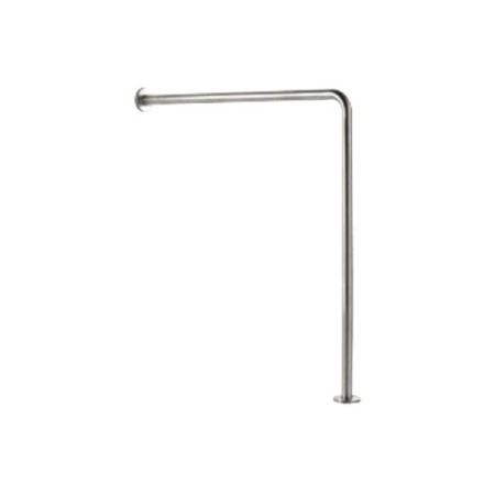Barra en ángulo pared-suelo con dos anclajes sin empotrar en acabado satinado. 2