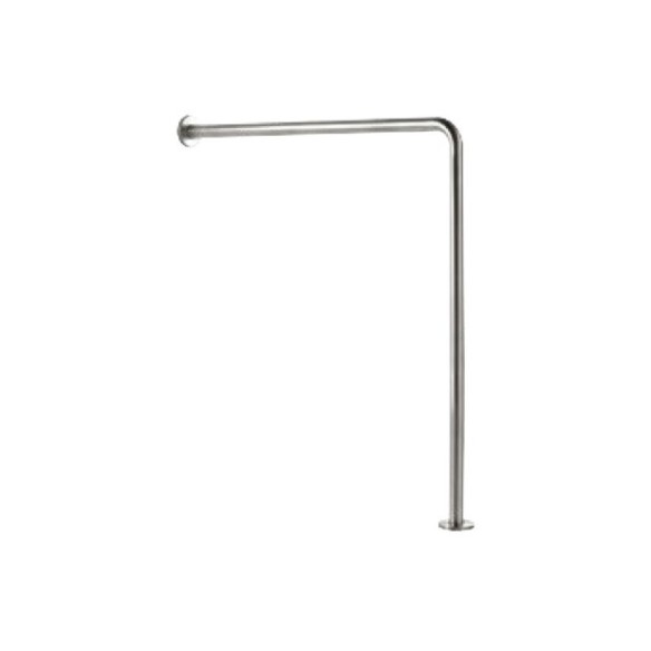 Barra en ángulo pared-suelo con dos anclajes sin empotrar en acabado brillante.