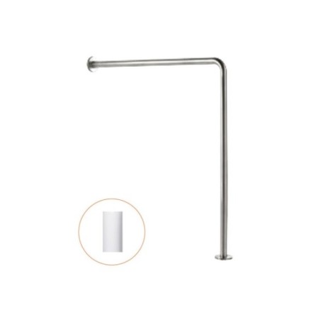 Barra en ángulo pared-suelo con dos anclajes sin empotrar en acabado satinado. 2