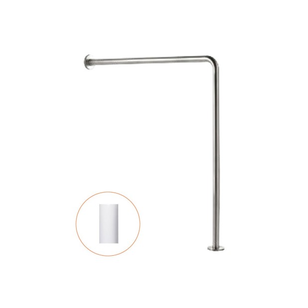 Barra en ángulo pared-suelo con dos anclajes sin empotrar en acabado epoxi blanco.