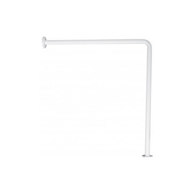 Barra en ángulo pared-suelo con dos anclajes sin empotrar en acabado nylon blanco.