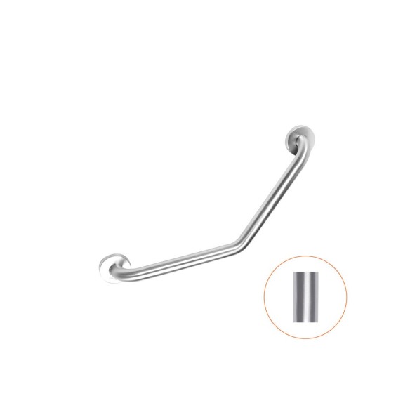 Barra manillón 135 grados de acero inoxidable con acabado satinado.