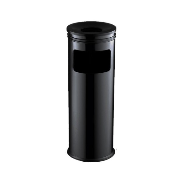 Papelera con cenicero en la parte superior de acabado brillante.