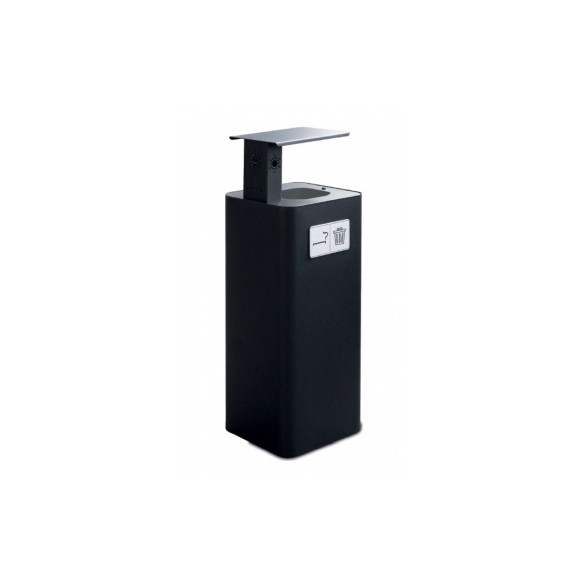 Papelera cenicero con bandeja pure para exterior cubierto 60l negro.