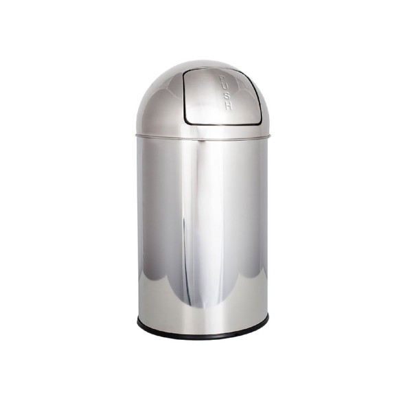 Papelera con tapa push y cubo interior con asa de acero inox 30L.
