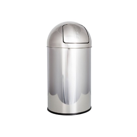 Papelera con tapa push y cubo interior con asa de acero inox 18L.