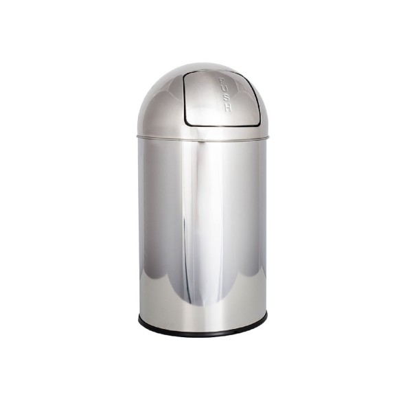 Papelera con tapa push y cubo interior con asa de acero inox 18L.