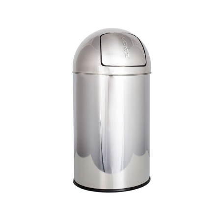 Papelera con tapa push y cubo interior con asa de acero inox 50L.