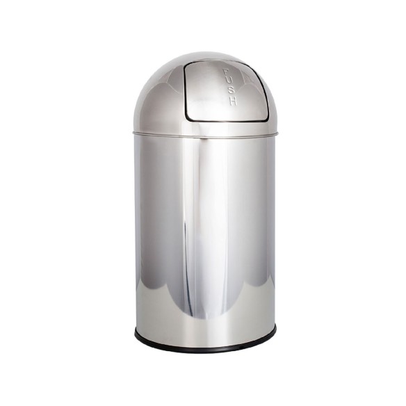 Papelera con tapa push y cubo interior con asa de acero inox 50L.