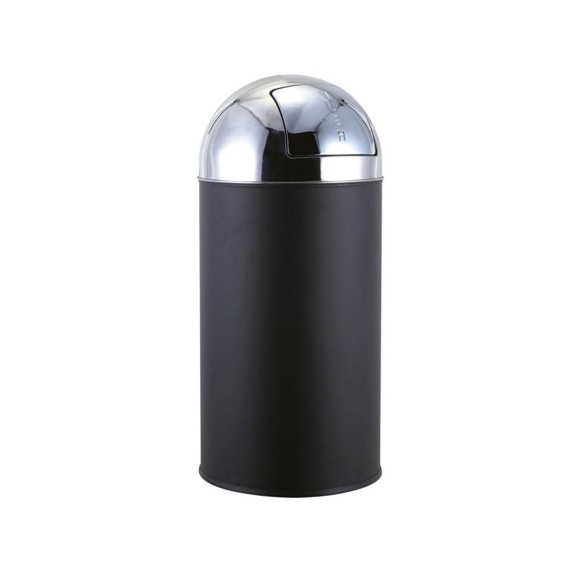 Papelera negra con tapa basculante y capacidad de 40l.
