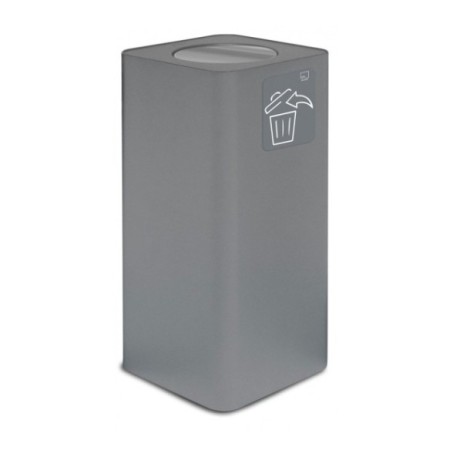 Papelera de reciclaje de acero con capacidad de 100l y tapa abatible.