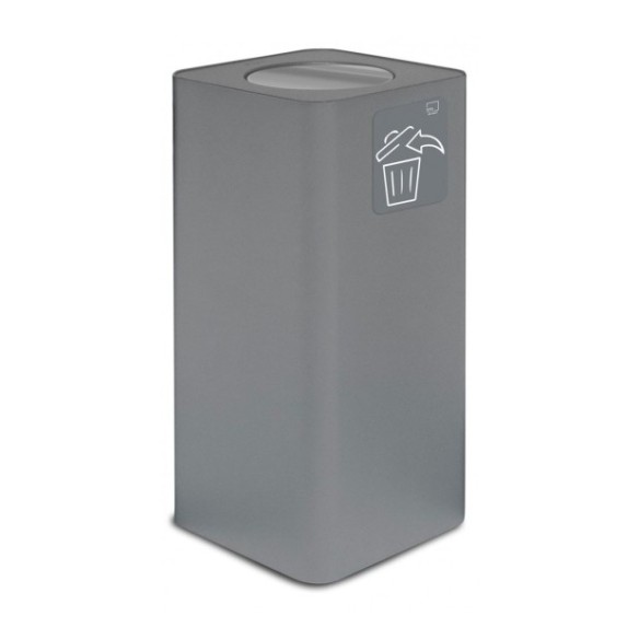 Papelera de reciclaje de acero con capacidad de 100l y tapa abatible.