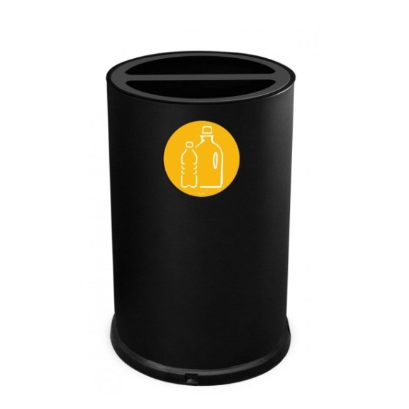Papelera round doble negra con vaciado desde arriba de 100 litros.