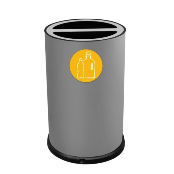 Papelera round doble gris con vaciado desde arriba de 100 litros.