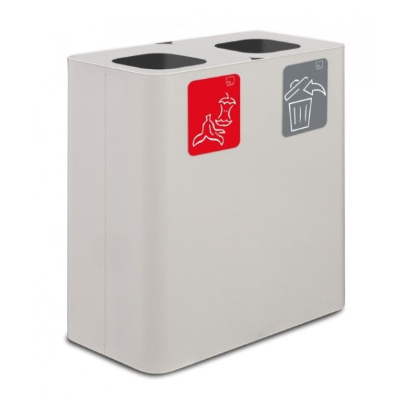 Papelera blanca estación de reciclaje de dos compartimentos y capacidad 200l.