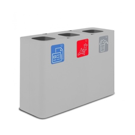 Papelera estación de reciclaje con tres compartimentos y capacidad de 300 litros. 2