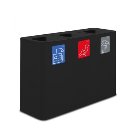 Papelera estación de reciclaje con tres compartimentos y capacidad de 300 litros. 2