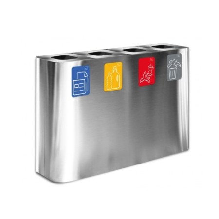 Papelera estación de reciclaje de acero con cuatro compartimentos y capacidad de 240 litros. 2