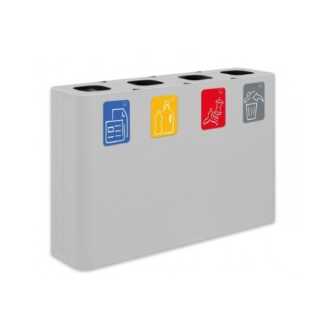 Papelera estación de reciclaje de acero con cuatro compartimentos y capacidad de 240 litros. 2