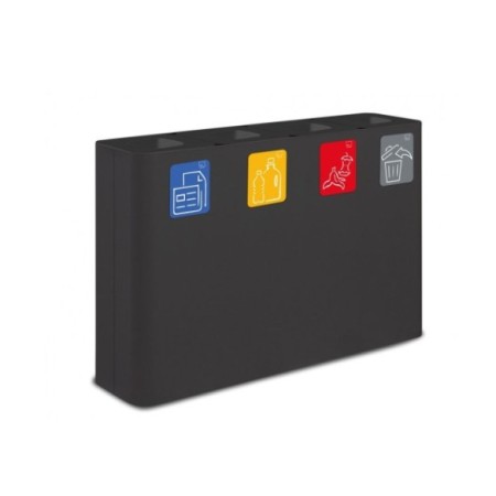 Papelera estación de reciclaje de acero con cuatro compartimentos y capacidad de 240 litros. 2