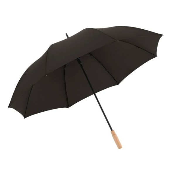 Paraguas con capota PET y mango nature negro.
