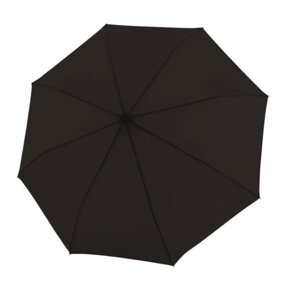 Paraguas negro automático con capota de gran tamaño.