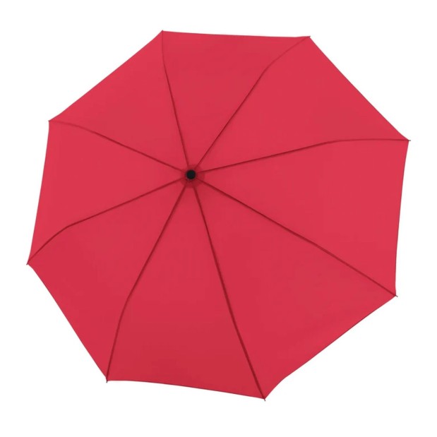 Paraguas rojo automático con capota de gran tamaño.