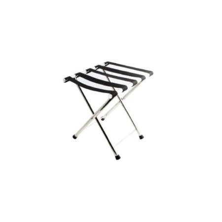 Apoyamaletas de acero inoxidable.