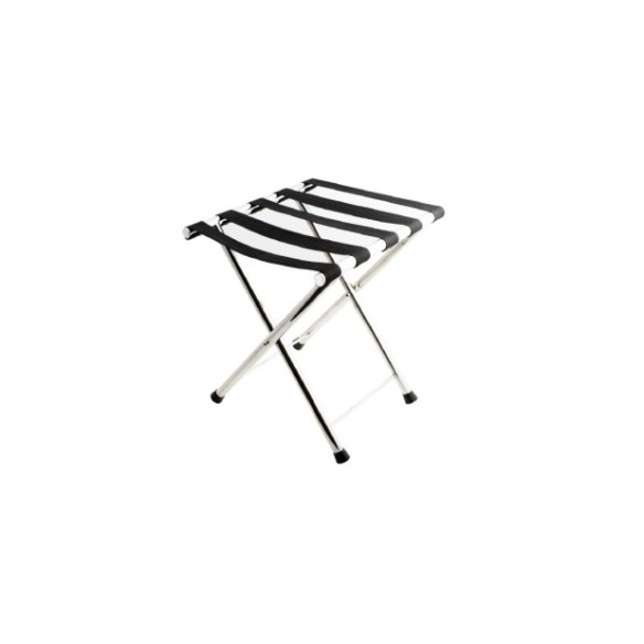 Apoyamaletas de acero inoxidable.