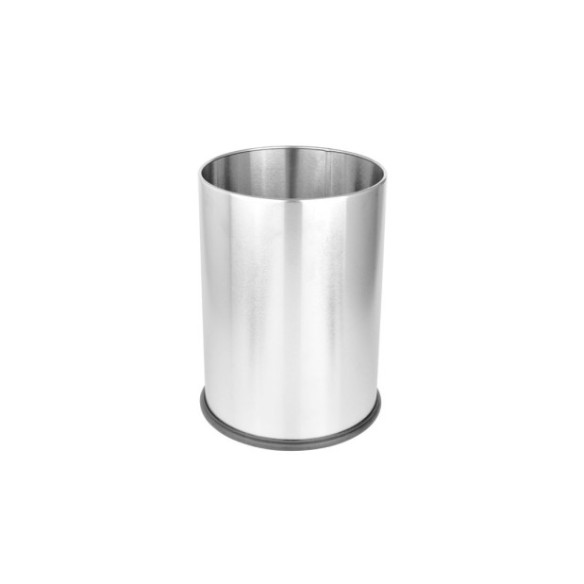 Papelera sin tapa de acero inox acabado brillante.